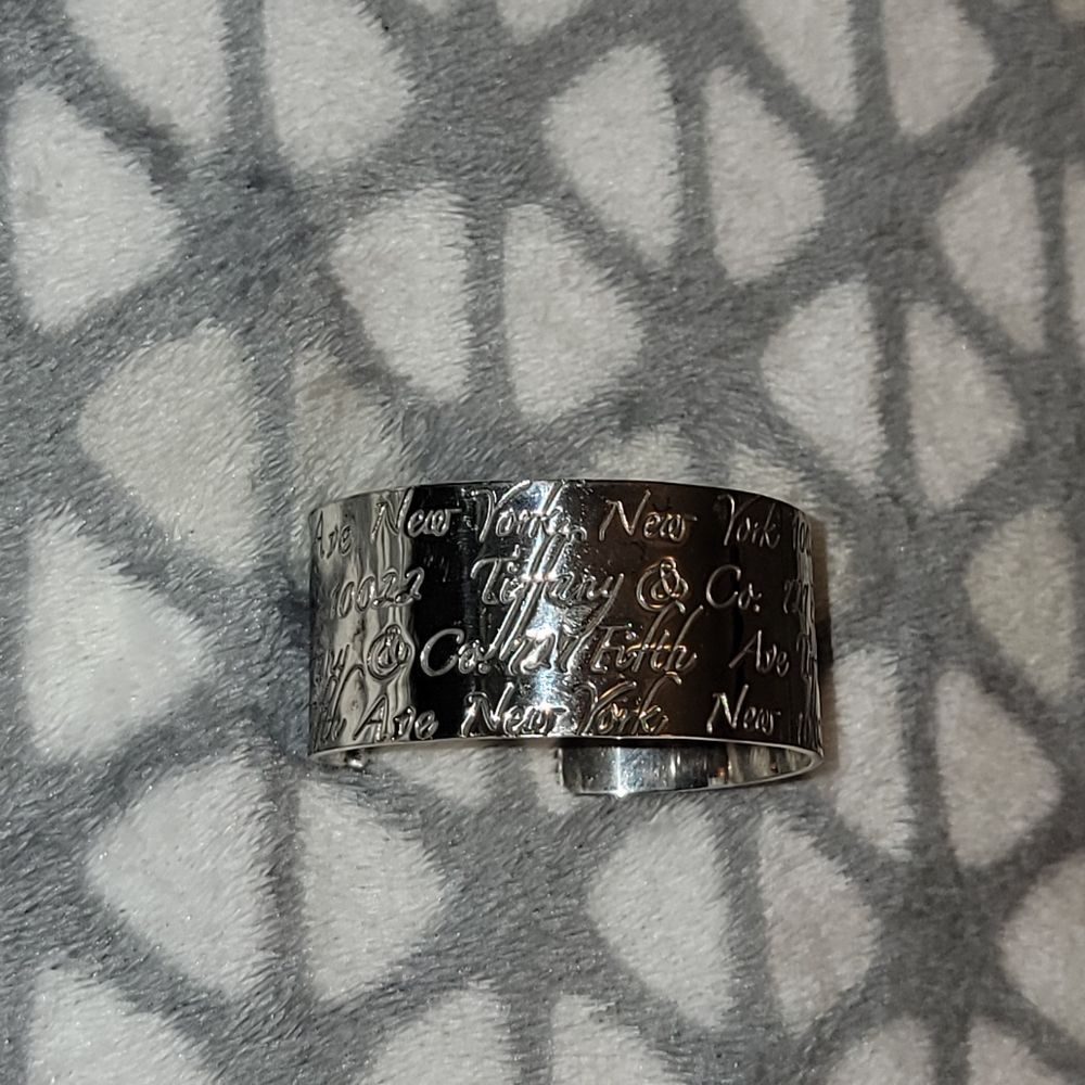Tiffany & Co 1997 Notes Sterling Silver Wide Cuff Engraved Silver Cuff • Vintage